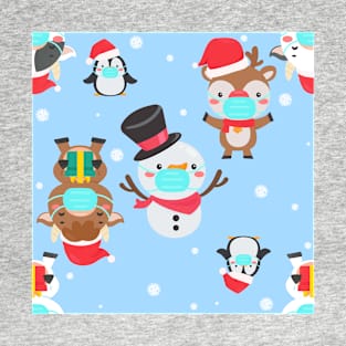 covid 19 coronavirus snowman reindeer T-Shirt